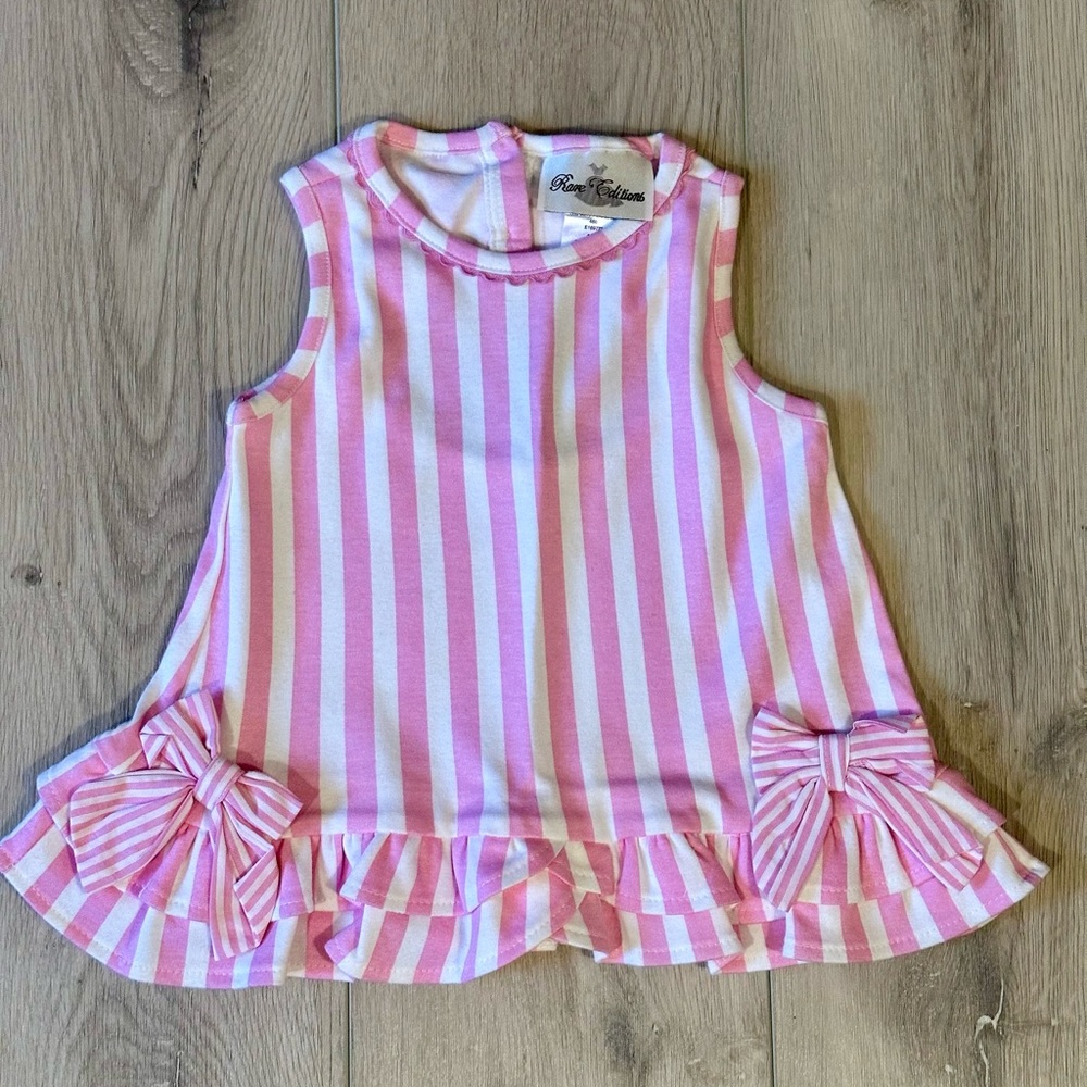 Pink Striped Kids Top with Bows by Rare Editions